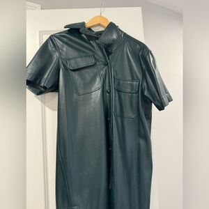 Green faux leather dress